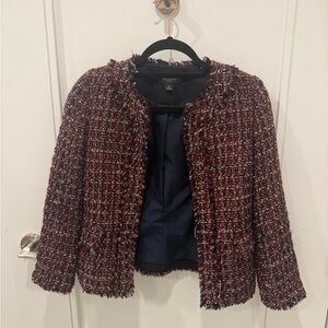 Ann Taylor Chic Tweed Jacket in Red and Black